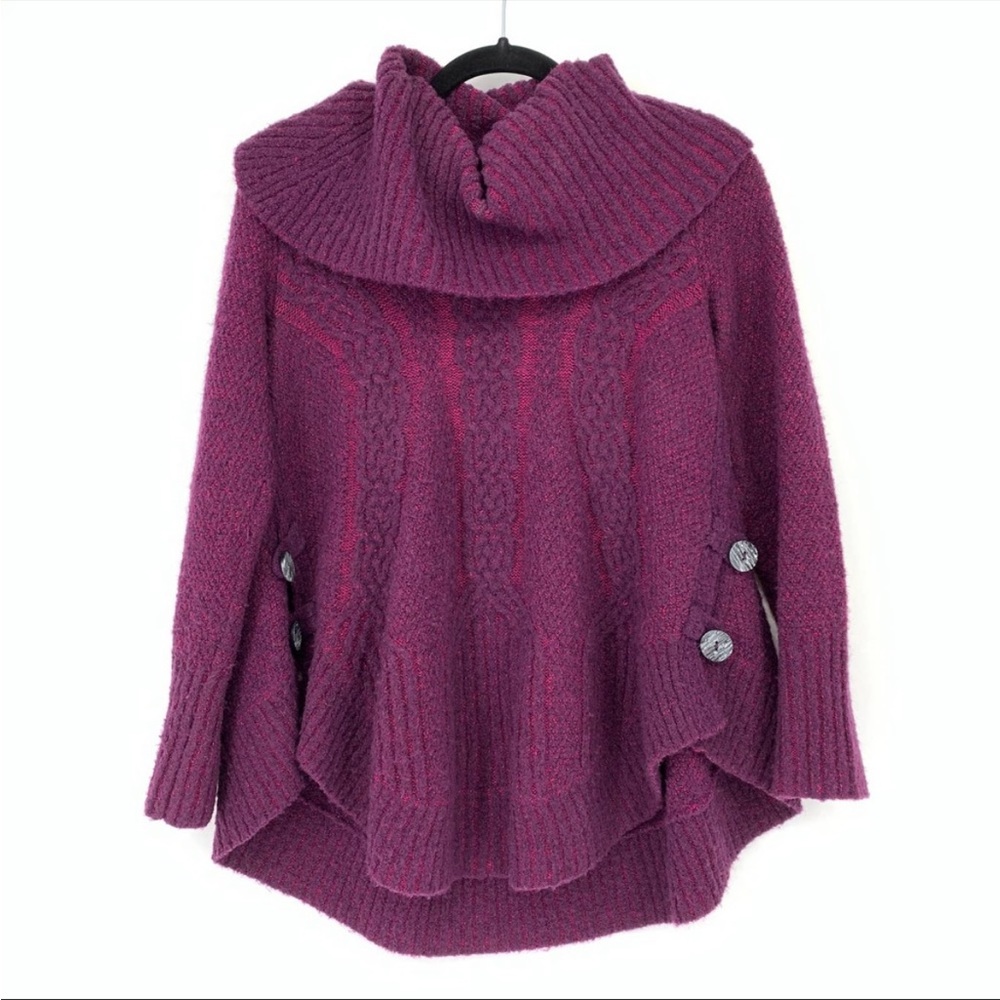 Anthropologie maroon Angel of the North sweater cowl neck